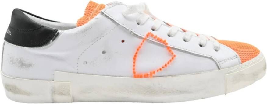 Philippe Model Neon Geborduurde Lage Top Sneakers White Heren