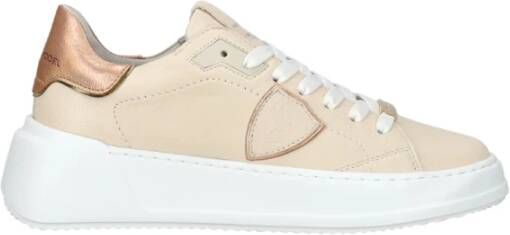 Philippe Model Nude leren sneaker met metallic details Beige Dames