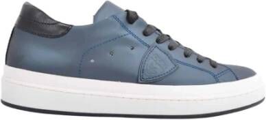 Philippe Model Oceanblauwe Leren Sneakers met Gedurfde Uitstraling Blauw Heren