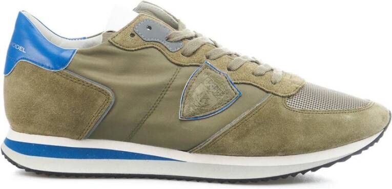 Philippe Model Blauw Groen Nylon Leren Sneakers voor Heren Green Heren