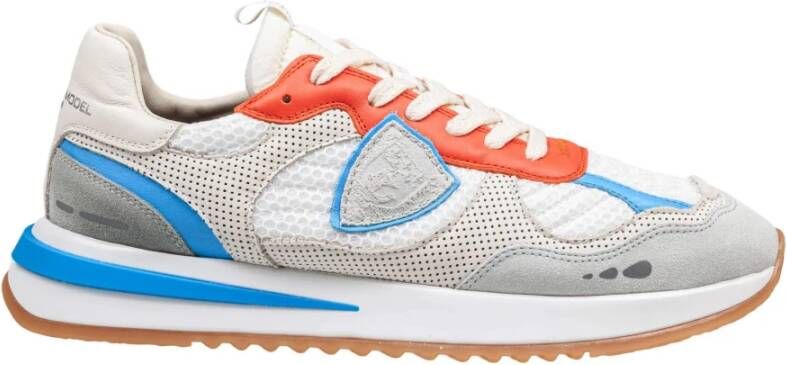 Philippe Model Olympique Leren Sneakers Wit Grijs Oranje Multicolor Heren