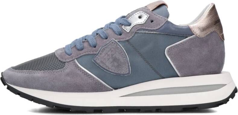 Philippe Model Denim Hardloopschoenen met Metallic Details Blue Dames