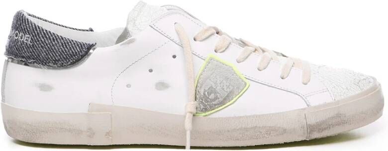 Philippe Model Witte Leren Sneakers met Python Details White Dames