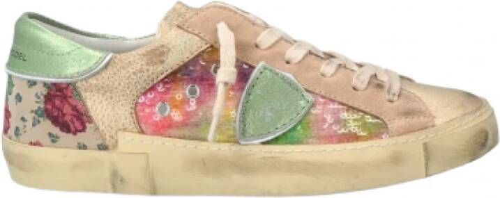 Philippe Model Paris Sequins Rose Floral Patch Sneakers Multicolor Dames