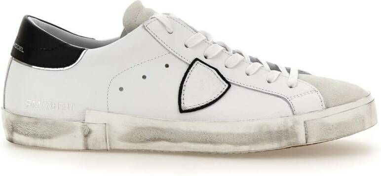 Philippe Model Witte Leren Sneakers met Iconisch Zij Schild White Heren