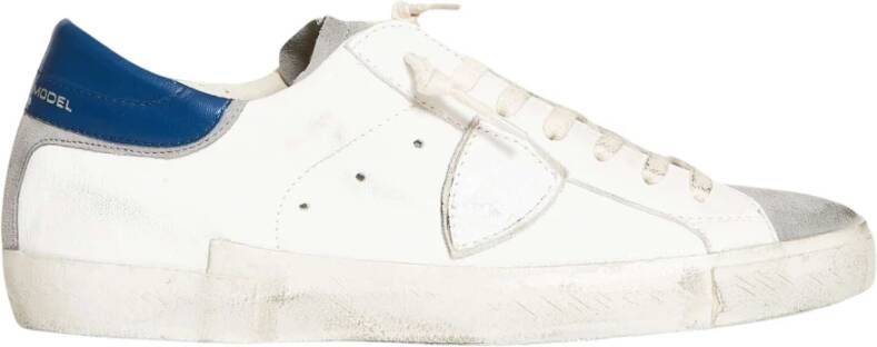 Philippe Model Paris Wit Leren Blauwe Inzet Sneakers White Heren