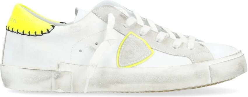 Philippe Model Paris X Leren Sneakers in Wit en Geel White Heren