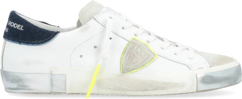 Philippe Model Paris Lage Herensneakers Vintage Leer en Suède White Heren