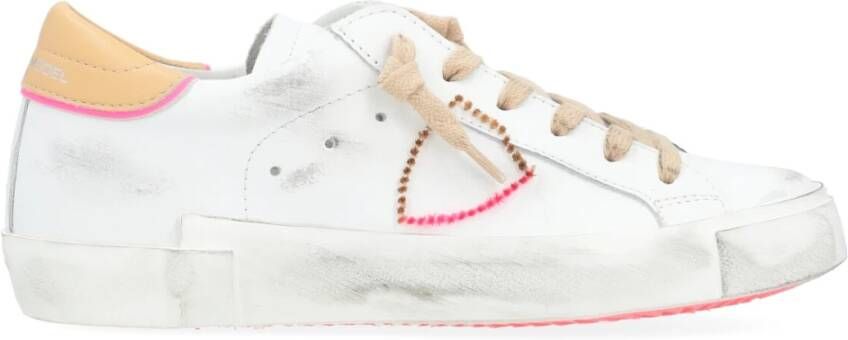 Philippe Model Witte lage top sneakers met verontrustende details White Dames