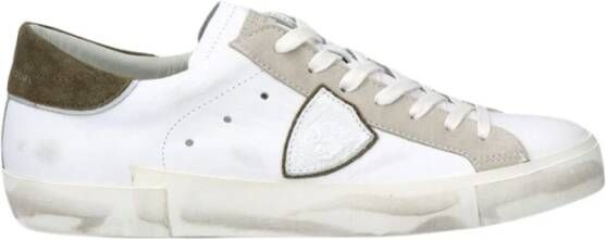 Philippe Model Sneakers met Vintage-effect van Kalfsleer en Suède White Heren