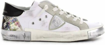 Philippe Model Grijze Sneakers met Vintage Effect en Glitterdetail Grijs Dames