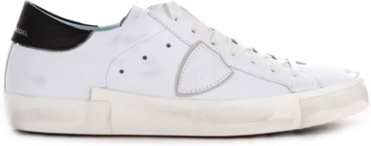 Philippe Model Witte lage top sneakers met verontrustende details White Heren