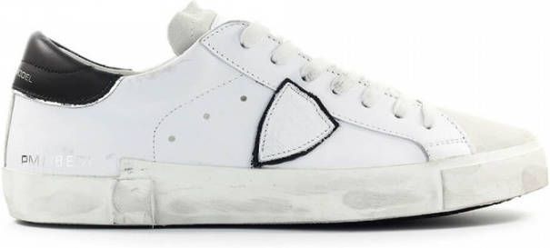 Philippe Model Witte Leren Sneakers met Iconisch Zij Schild White Heren