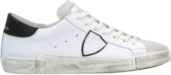 Philippe Model Witte Leren Sneakers met Iconisch Zij Schild White Heren