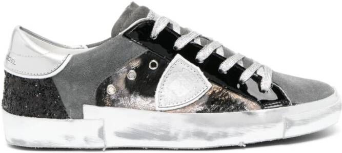 Philippe Model Prsx Low Camou Poney Grijze Sneaker Zwart Dames