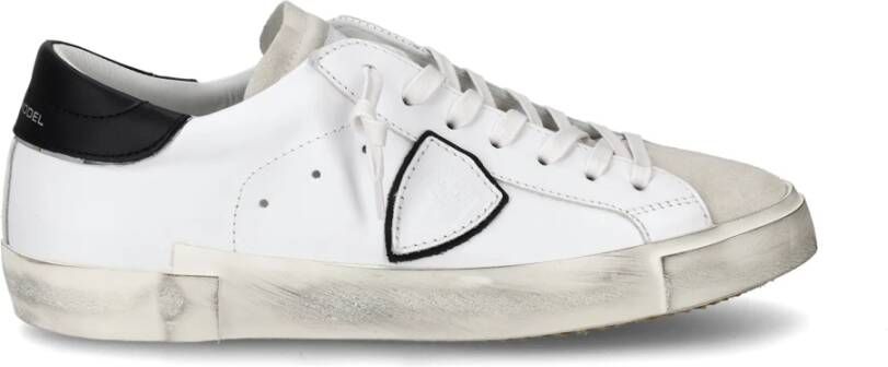 Philippe Model Witte Leren Sneakers met Iconisch Zij Schild White Heren