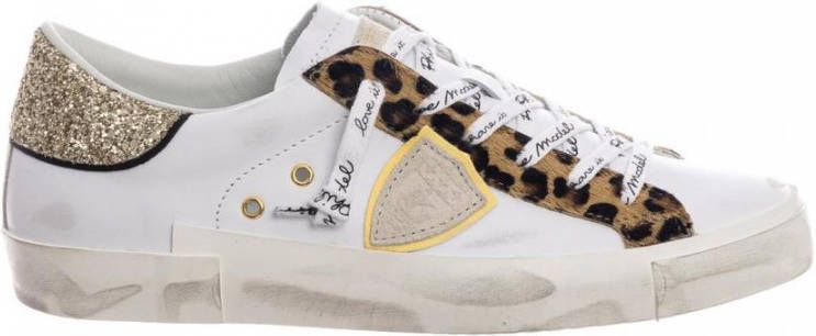 Philippe Model Low Sneakers with Animalier and Glitter Detail