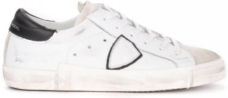 Philippe Model Witte Leren Sneakers met Iconisch Zij Schild White Heren