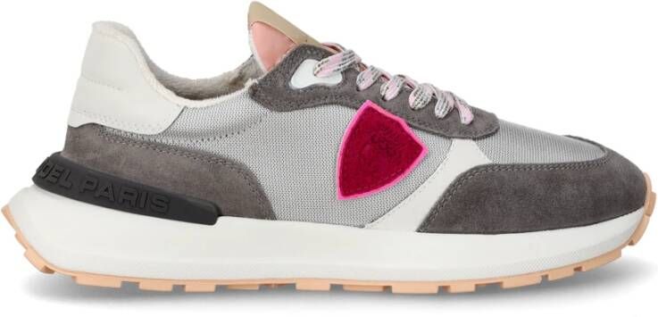 Philippe Model Grijze Leren en Stoffen Sneakers voor Vrouwen Gray Dames