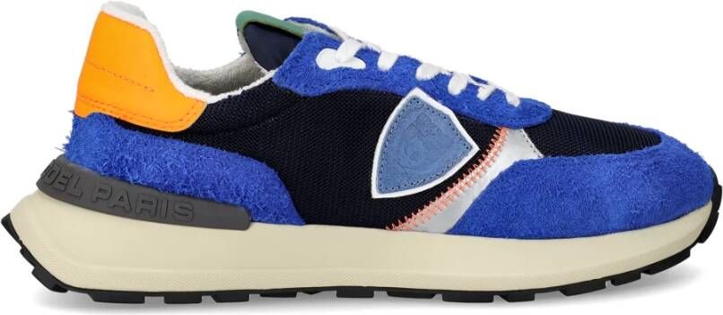 Philippe Model Blauwe Technische Stoffen Sneakers met Suède Blue Heren