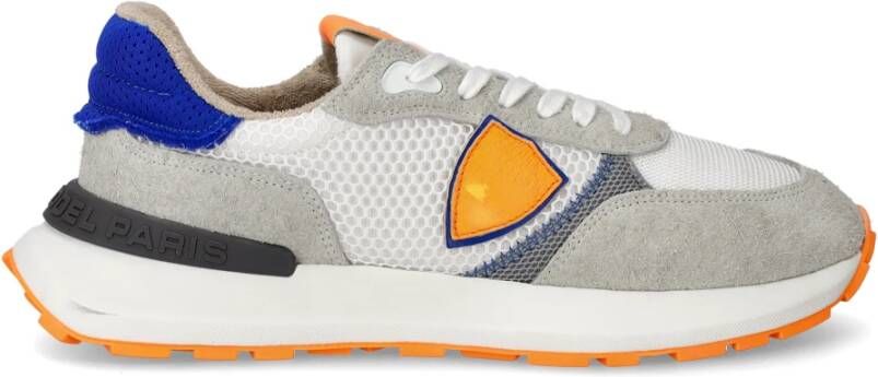 Philippe Model Witte Technische Stoffen Sneakers met Oranje Logo Patch White Heren