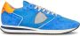 Philippe Model Blauw Oranje Leren Sneakers met Contrast Kraag Blue Heren - Thumbnail 7