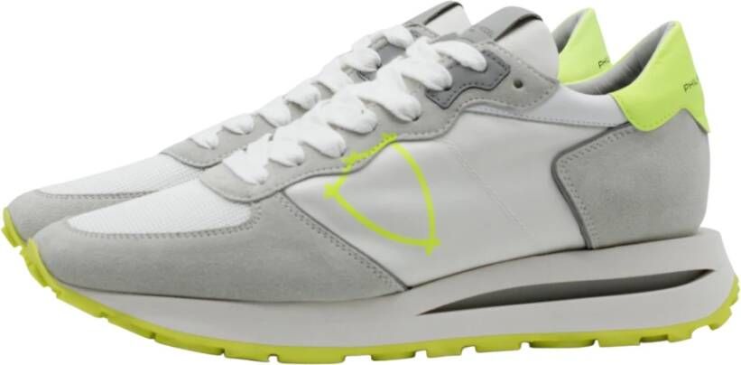 Philippe Model Neon Gele Haute Sneaker White Heren