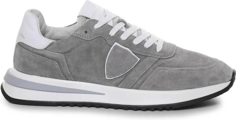 Philippe Model Italiaanse Suède Stijlvolle Heren Sneakers Gray Heren