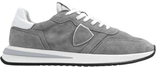 Philippe Model Italiaanse Suède Stijlvolle Heren Sneakers Gray Heren