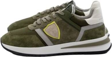 Philippe Model Militairgroene en witte suède Tropez 2.1 Sneakers Green Heren