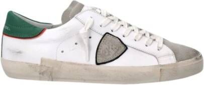 Philippe Model Witte lage sneakers met gebruikte behandeling en gekleurde randen White Heren