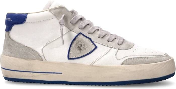 Philippe Model Vintage High-Top Sneakers Wit Blauw White Heren