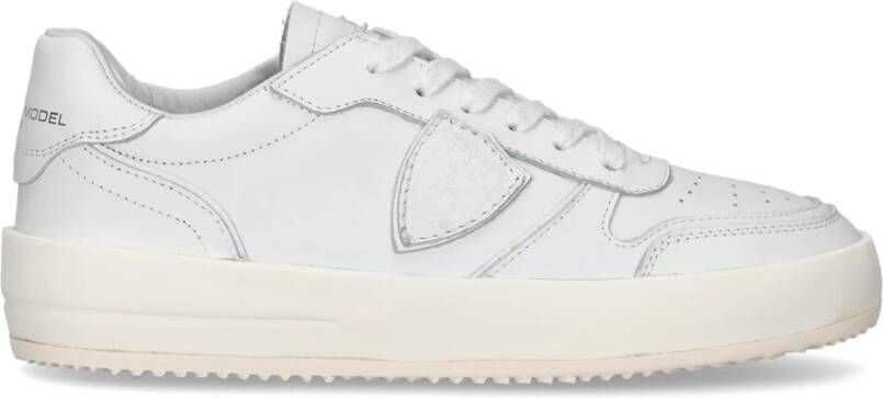 Philippe Model Witte Sneakers met Logo Patch en Contrasterende Hiel White Dames