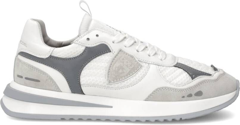 Philippe Model Lage Witte Grijze Sneaker Geborduurd Mesh White Heren