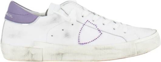 Philippe Model Glitterleren Sneakers met Voor- en Zijlogo White Dames