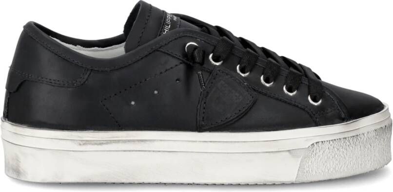 Philippe Model Zwarte Sneakers met Versleten Effect Black Dames