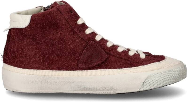 Philippe Model Vintage Bordeaux Leren Sneakers Rood Dames