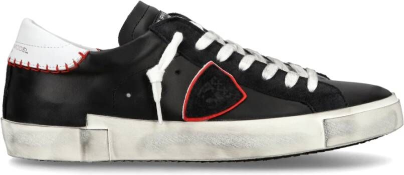 Philippe Model Paris X Leren Sneakers in Zwart en Rood Black Heren