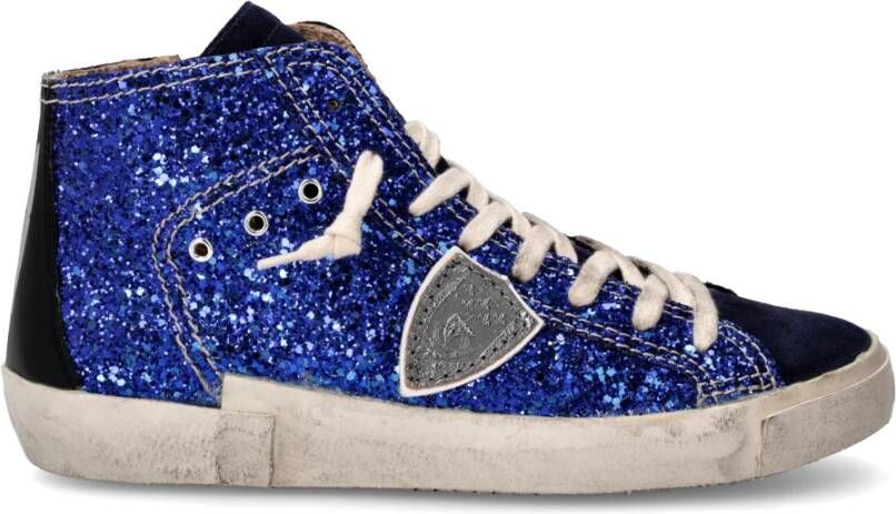 Philippe Model Glitter Blauwe Tennisschoenen Vrouwen Blue Dames