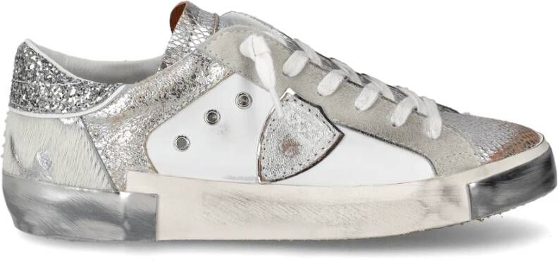 Philippe Model Glitter Sneaker met Logo Details Gray Dames