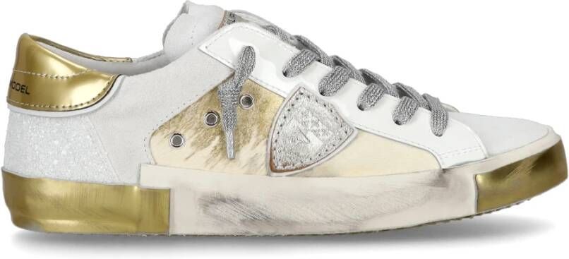 Philippe Model Glamoureuze Suede Sneakers Zilver Wit Multicolor Dames