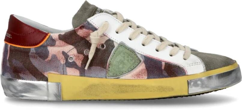 Philippe Model Gedrukte Leren Sneakers voor Heren Multicolor Heren