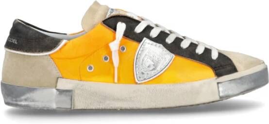 Philippe Model Oranje Leren Casual Sneakers Mannen Multicolor Heren