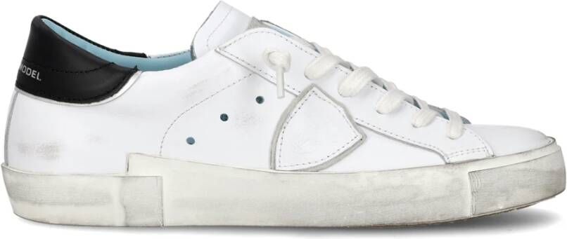 Philippe Model Witte lage top sneakers met verontrustende details White