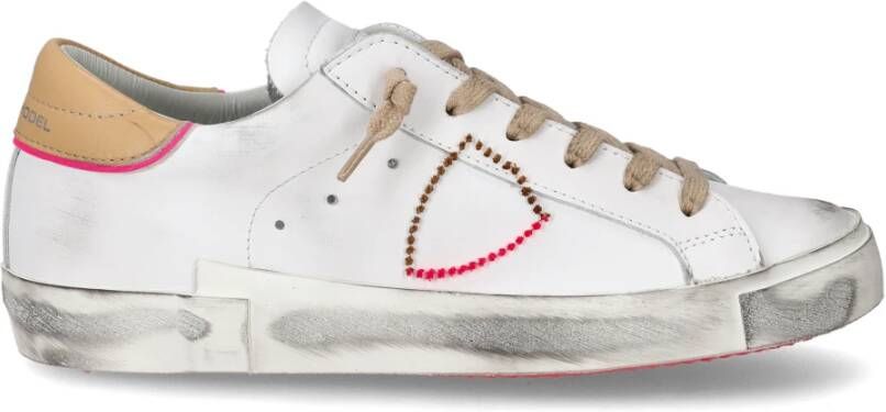 Philippe Model Witte lage top sneakers met verontrustende details White Dames