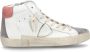 Philippe Model Leren High-Top Sneakers Antraciet Wit Multicolor Dames - Thumbnail 2