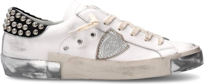 Philippe Model Straat Stijl Leren Sneakers met Metalen Accenten White