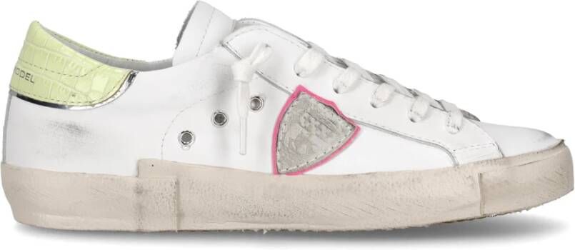 Philippe Model Prsx Witte Sneakers met Verouderd en Slangeneffect White Dames