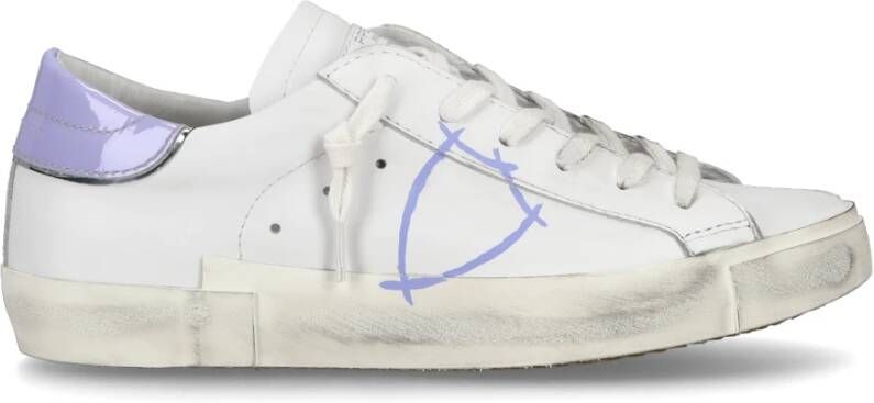 Philippe Model Logo Sneakers met versleten effect White Dames