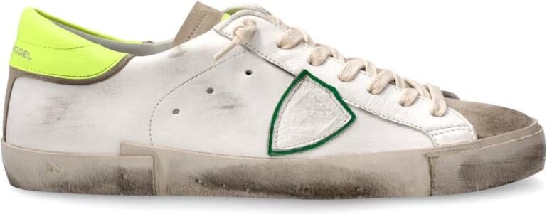 Philippe Model Vintage Skate Sneakers Wit Geel White Heren